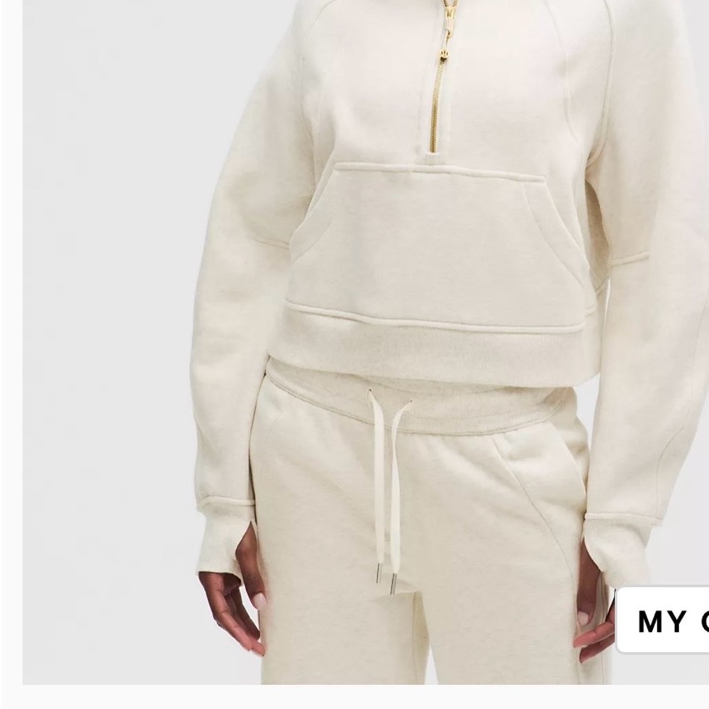 Lululemon Athletica Heathered Bone/Gold Half-Zip Hoodie